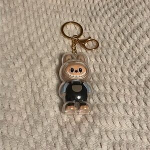 Labubu vinyl keychain/bag charm in protective clear case